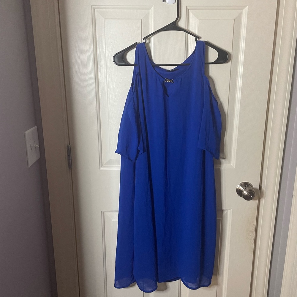 Blue Cold Shoulder Dress
